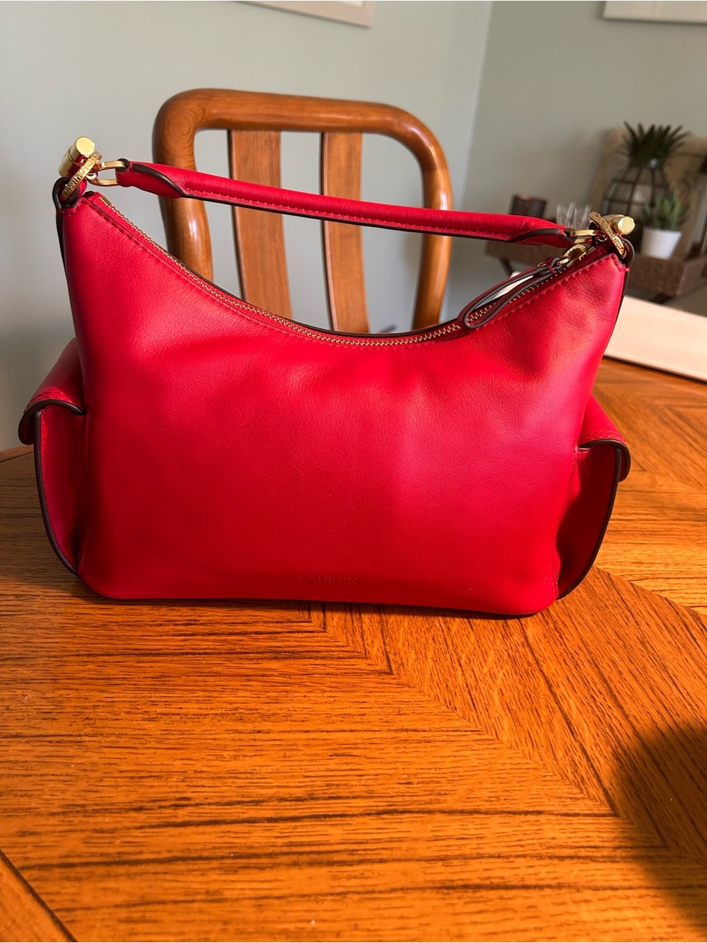 New Ralph Lauren Red Leather Shoulder Bag
